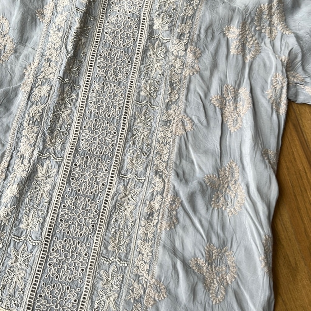 JOHNNY WAS TUNIC  Small | minor damage on sleeve | PRELOVED ~ Dusty Blue - Picture 7 of 10